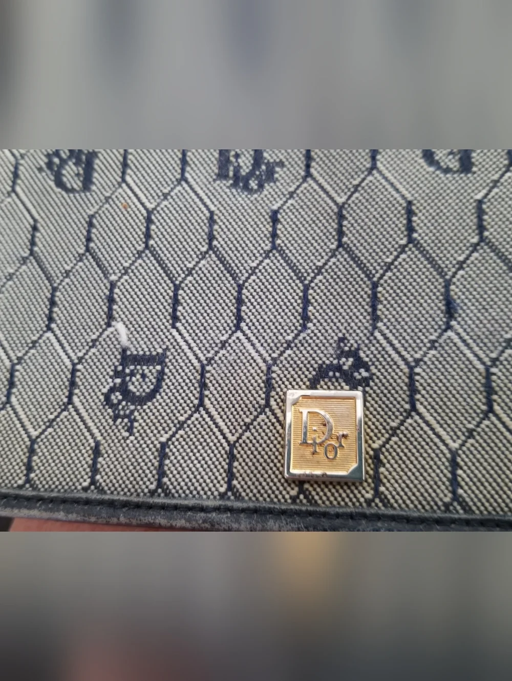 Dior Beige and Navy Monogram Continental Wallet